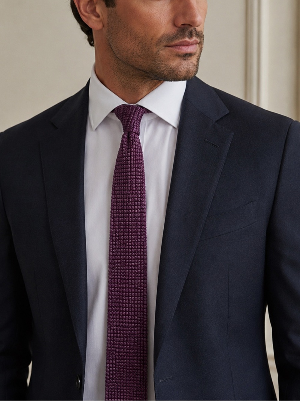 Lanvin Paris Purple Silk Knit Tie Made in Italy